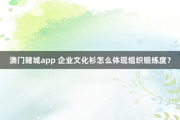 澳门赌城app 企业文化衫怎么体现组织锻练度？