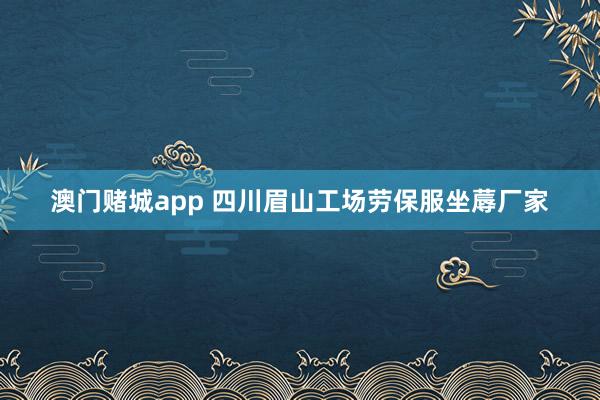 澳门赌城app 四川眉山工场劳保服坐蓐厂家