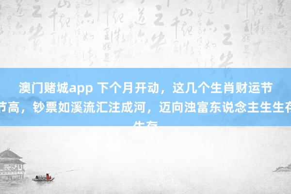 澳门赌城app 下个月开动，这几个生肖财运节节高，钞票如溪流汇注成河，迈向浊富东说念主生生存