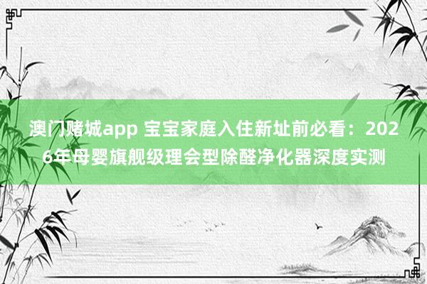 澳门赌城app 宝宝家庭入住新址前必看：2026年母婴旗舰级理会型除醛净化器深度实测