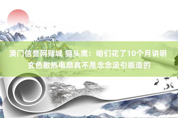 澳门信誉网赌城 猫头鹰：咱们花了10个月讲明 玄色散热电扇真不是念念汲引能造的