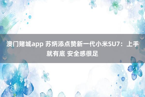 澳门赌城app 苏炳添点赞新一代小米SU7：上手就有底 安全感很足